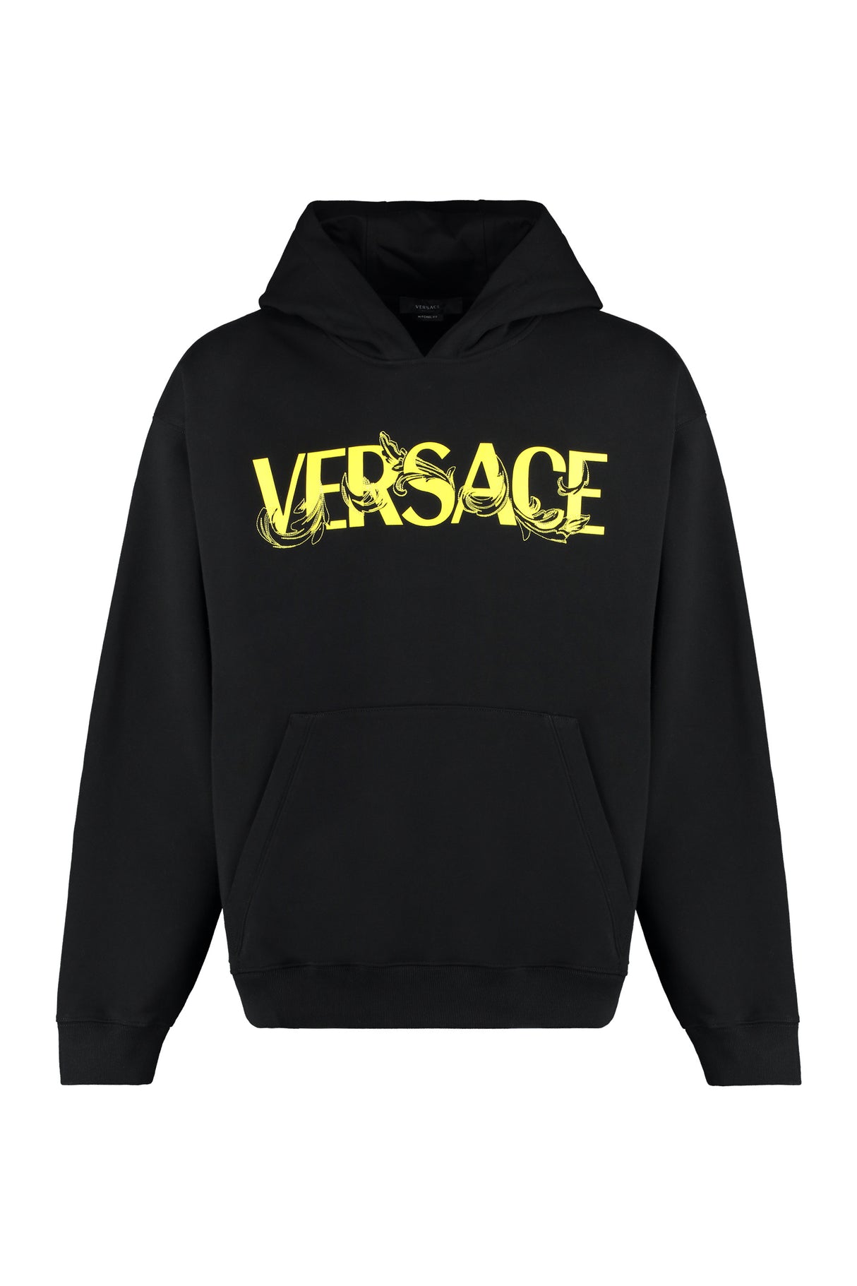 VERSACE Men's Cotton Hoodie with Contrasting Logo Print