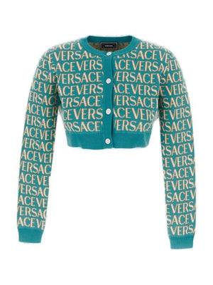 VERSACE Cropped-Length Knit Cardigan