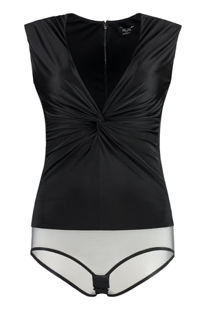 VERSACE Sleeveless Bodysuit with Decorative Front Knot