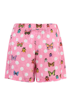 VERSACE Heritage Butterfly & Ladybug Silk Blend Mini Shorts