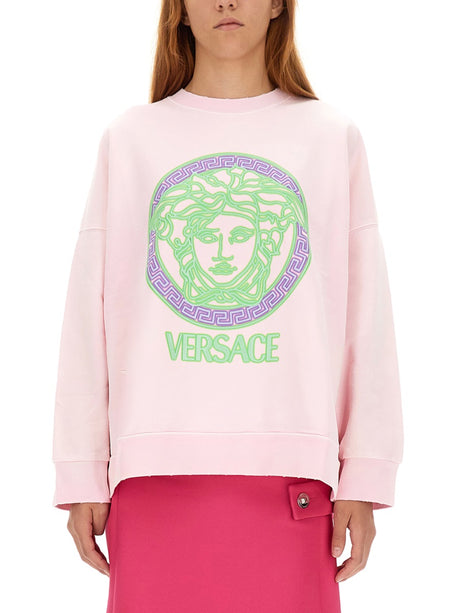 VERSACE Oversized Sweatshirt with Medusa Logo - Size 40 IT