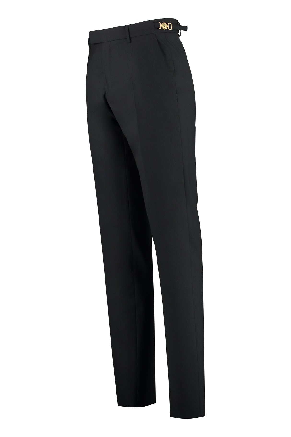 VERSACE Men's Black Virgin Wool Trousers for FW23