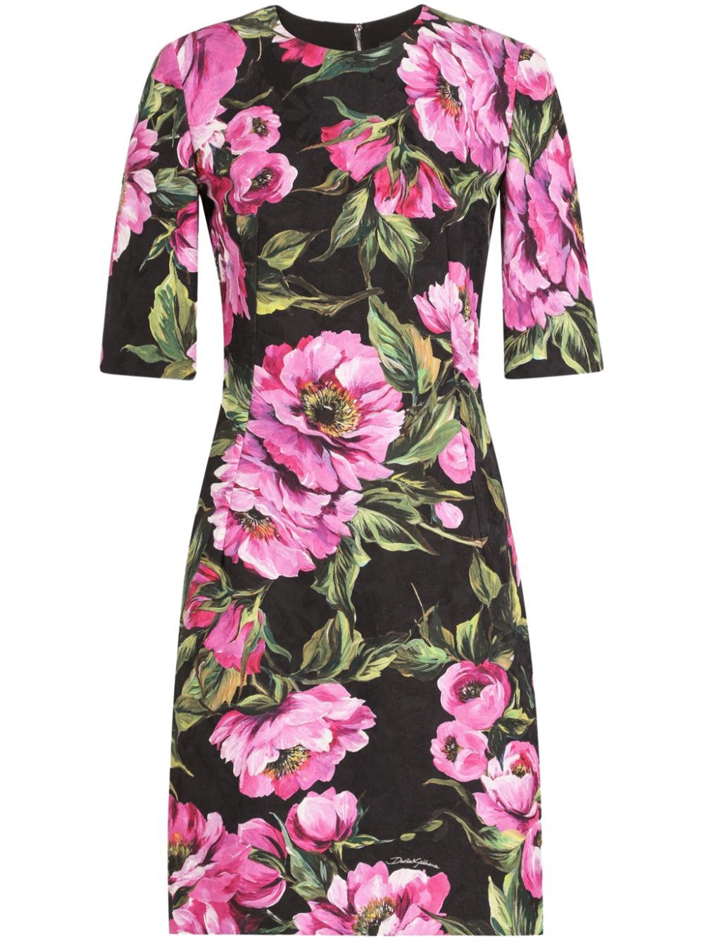 DOLCE & GABBANA Fit-and-Flare Peony-Print Cotton Midi Dress