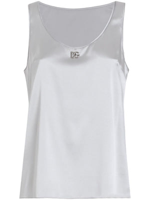 DOLCE & GABBANA Satin Logo Pin Tank Top