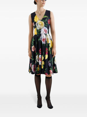 DOLCE & GABBANA Floral Midi Dress with Circle Skirt