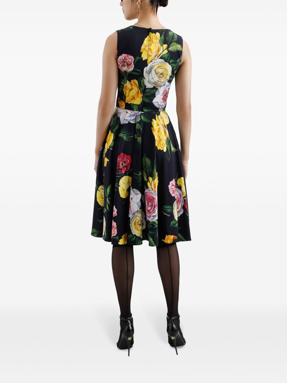 DOLCE & GABBANA Floral Midi Dress with Circle Skirt