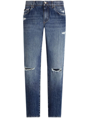 DOLCE & GABBANA Classic Cotton Jeans with Abrasion Details for Women