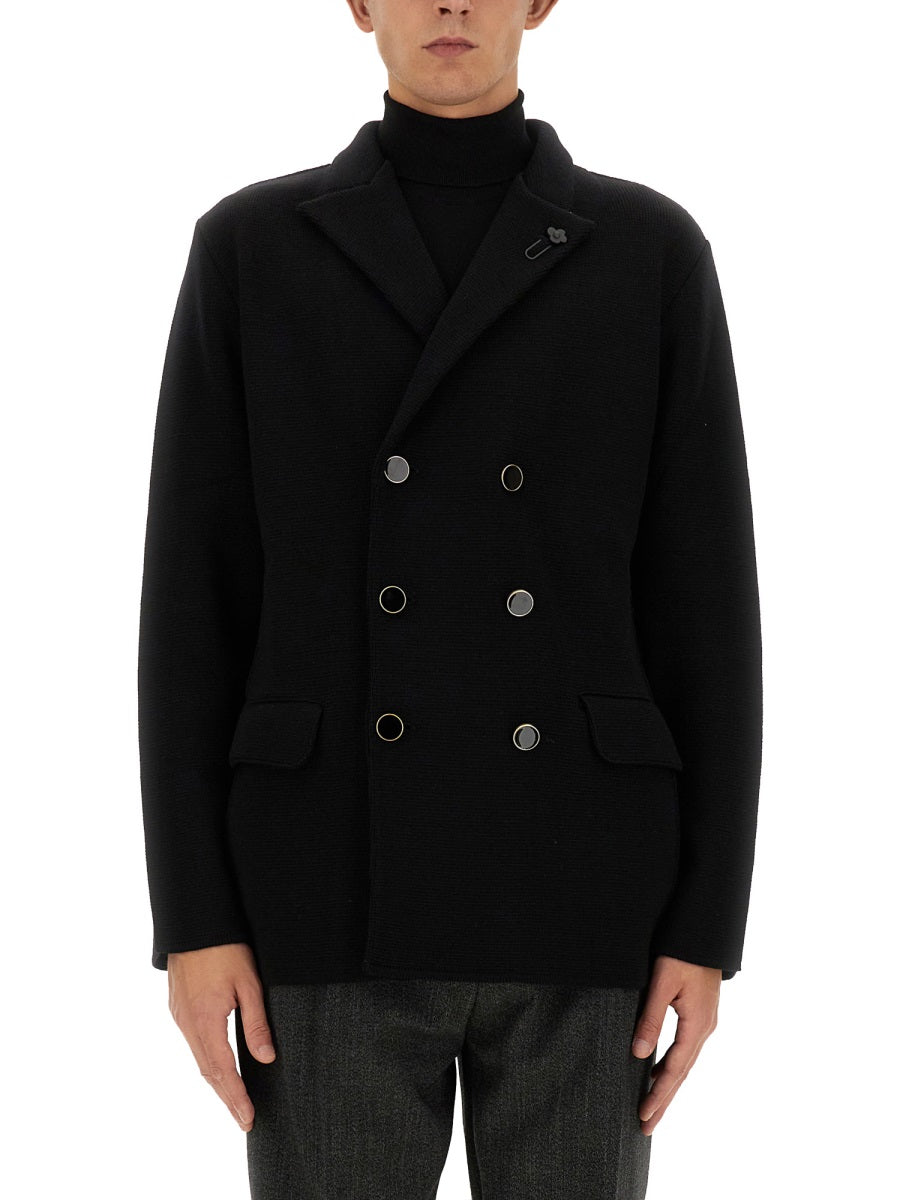 LARDINI Classic Double-Breasted Peacoat - Size L