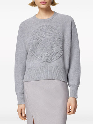 VERSACE Medusa Eggshell Knit Sweater for Women