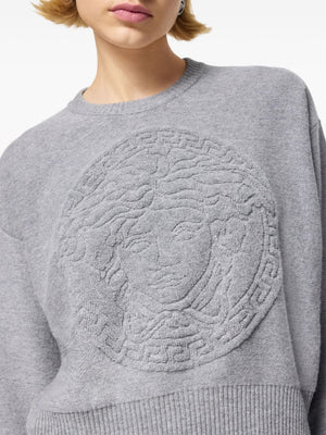 VERSACE Medusa Eggshell Knit Sweater for Women