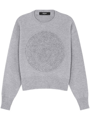 VERSACE Medusa Eggshell Knit Sweater for Women