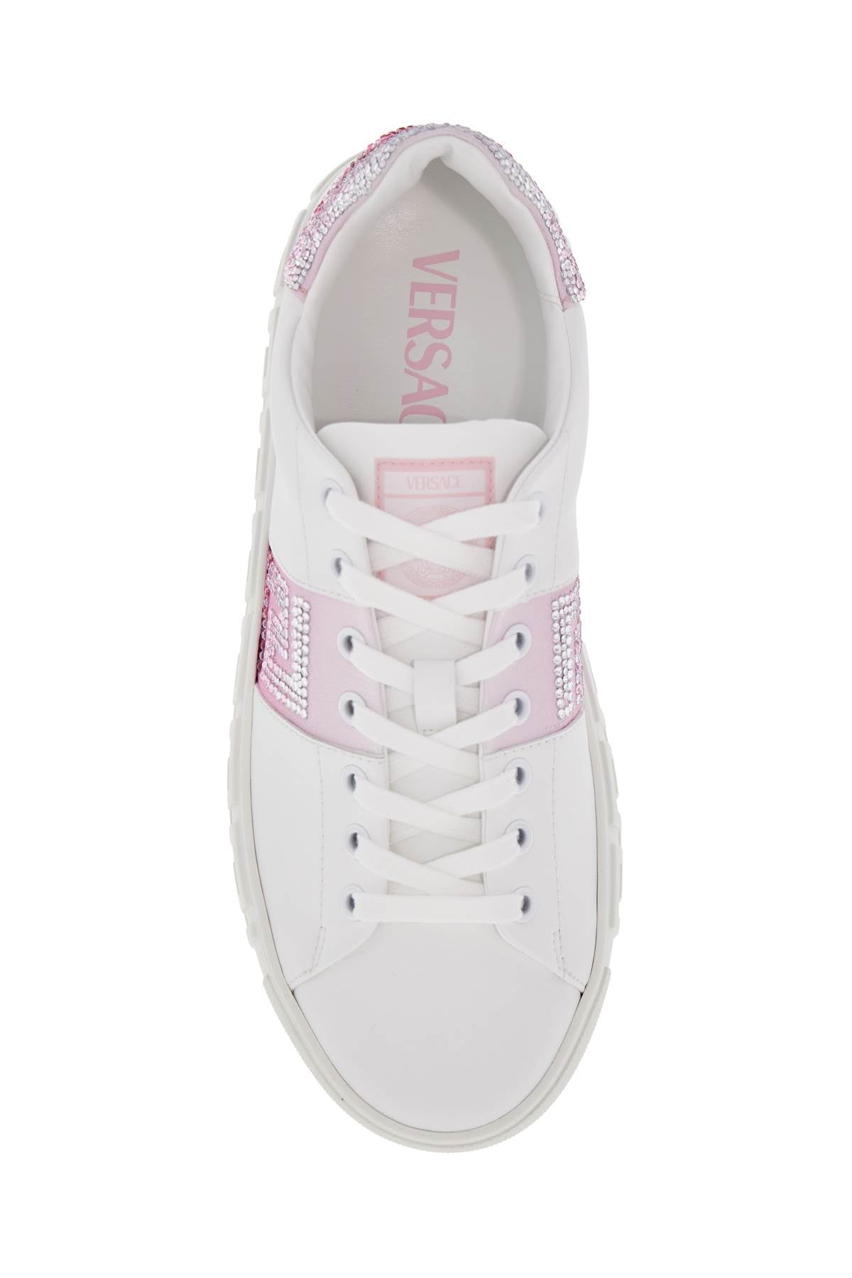 VERSACE Crystal-Studded Eco-Leather Sneakers for Women