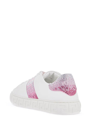 VERSACE Crystal-Studded Eco-Leather Sneakers for Women