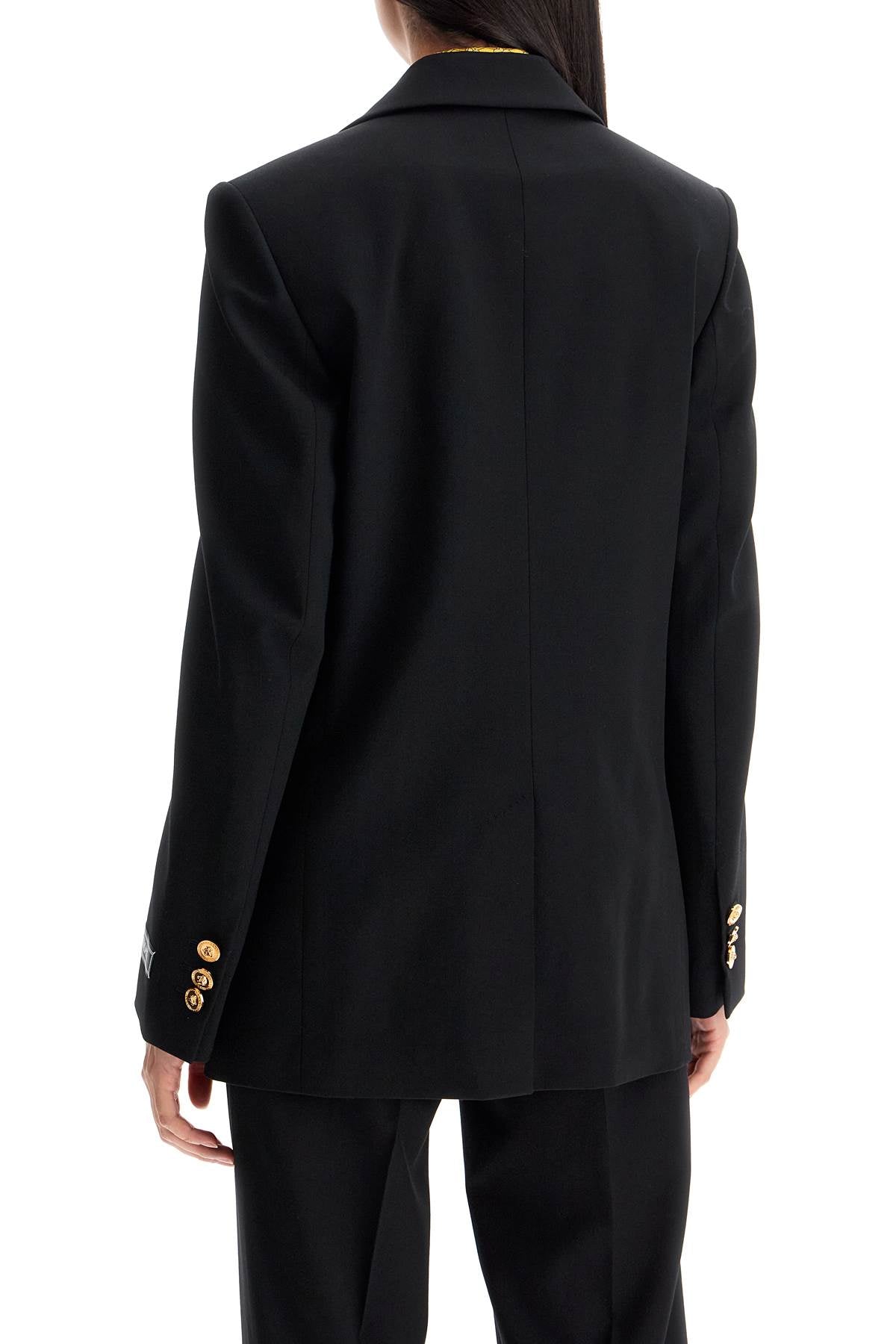 VERSACE Elegant Stretch Wool Blazer with Medusa Accents