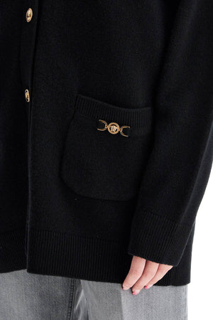 VERSACE Luxury Cashmere-Blend Boxy Cardigan with Medusa Accents