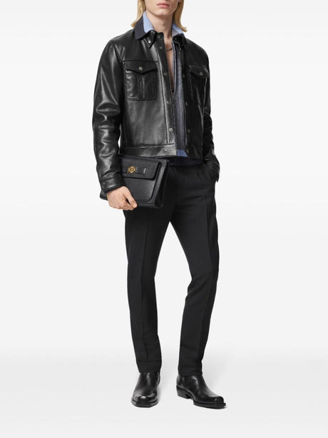 VERSACE Men's Soft Leather Blouson Jacket