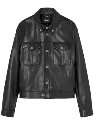 VERSACE Men's Soft Leather Blouson Jacket