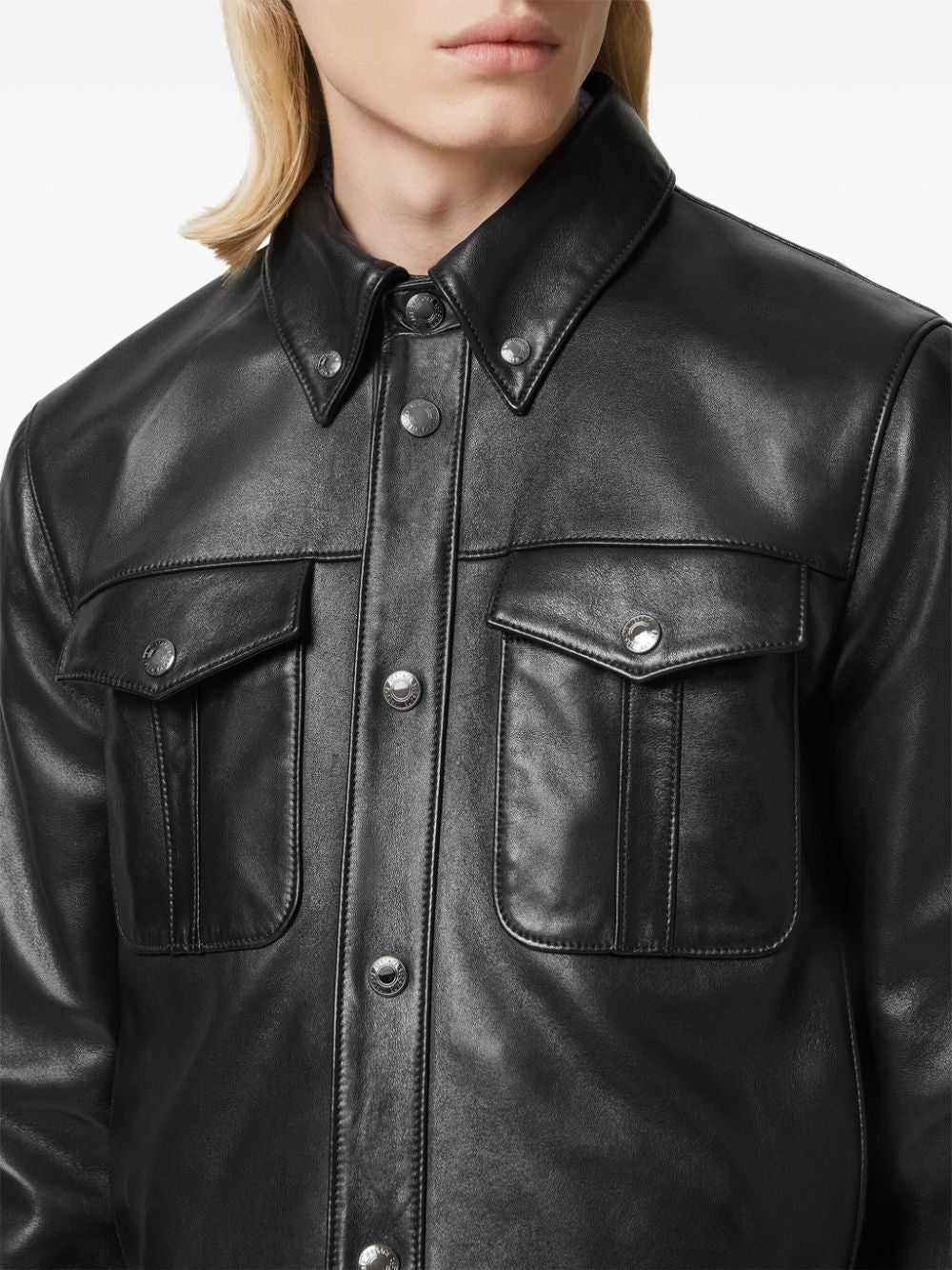 VERSACE Men's Soft Leather Blouson Jacket