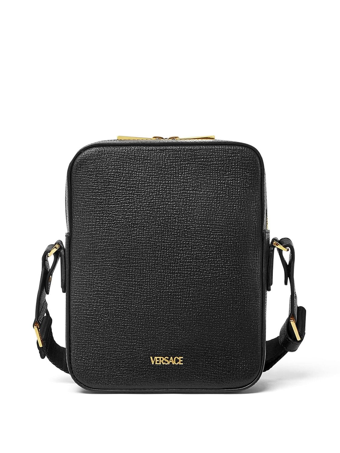 VERSACE Medusa Biggie Textured Leather Shoulder Bag