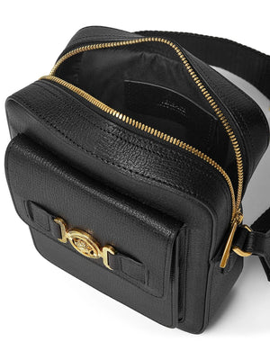 VERSACE Medusa Biggie Textured Leather Shoulder Bag