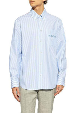 VERSACE Elegant Striped Vacation Shirt