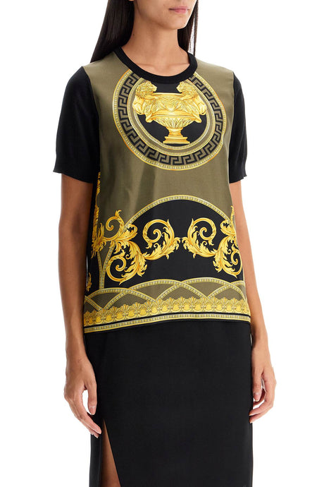 VERSACE 軽やかなクルーネックTシャツ - Coupe des Dieuxプリント付き - レディースサイズ40