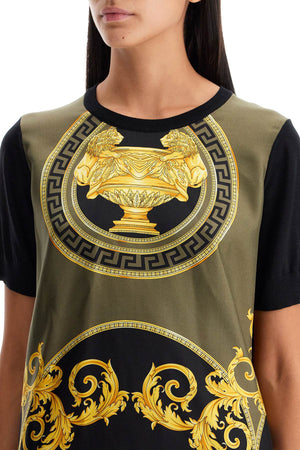 VERSACE 軽やかなクルーネックTシャツ - Coupe des Dieuxプリント付き - レディースサイズ40