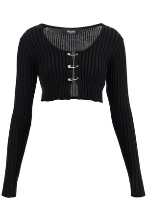 VERSACE Mini Cropped Safety Pin Cardigan