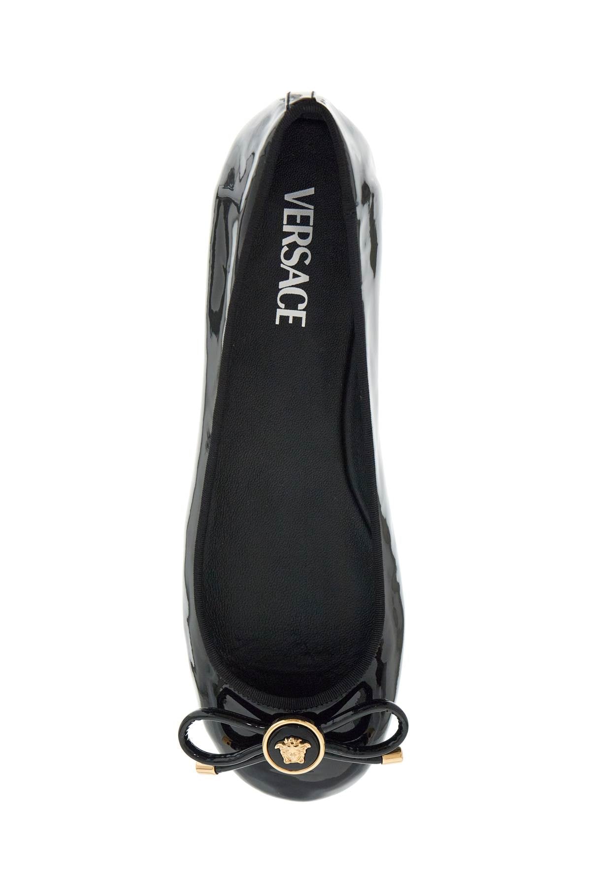 VERSACE Opera Bow Patent Leather Ballet Flats