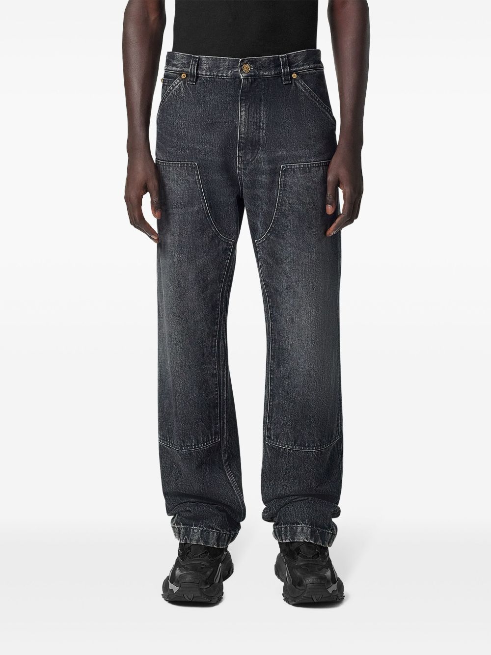 VERSACE Cotton Patchwork Denim Jeans for Men