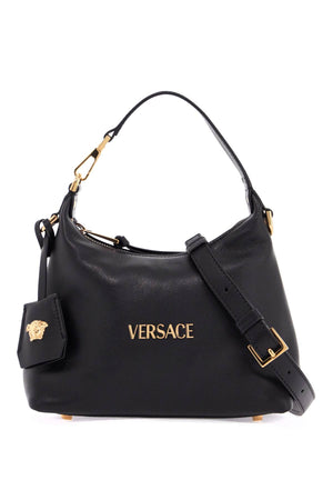 VERSACE Embossed Logo Hobo Handbag (23 cm)