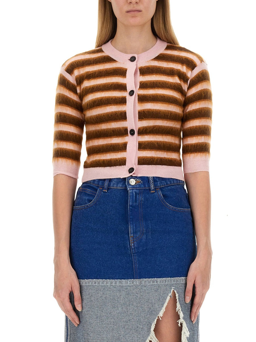 MARNI Cropped Stripe Pattern Cardigan