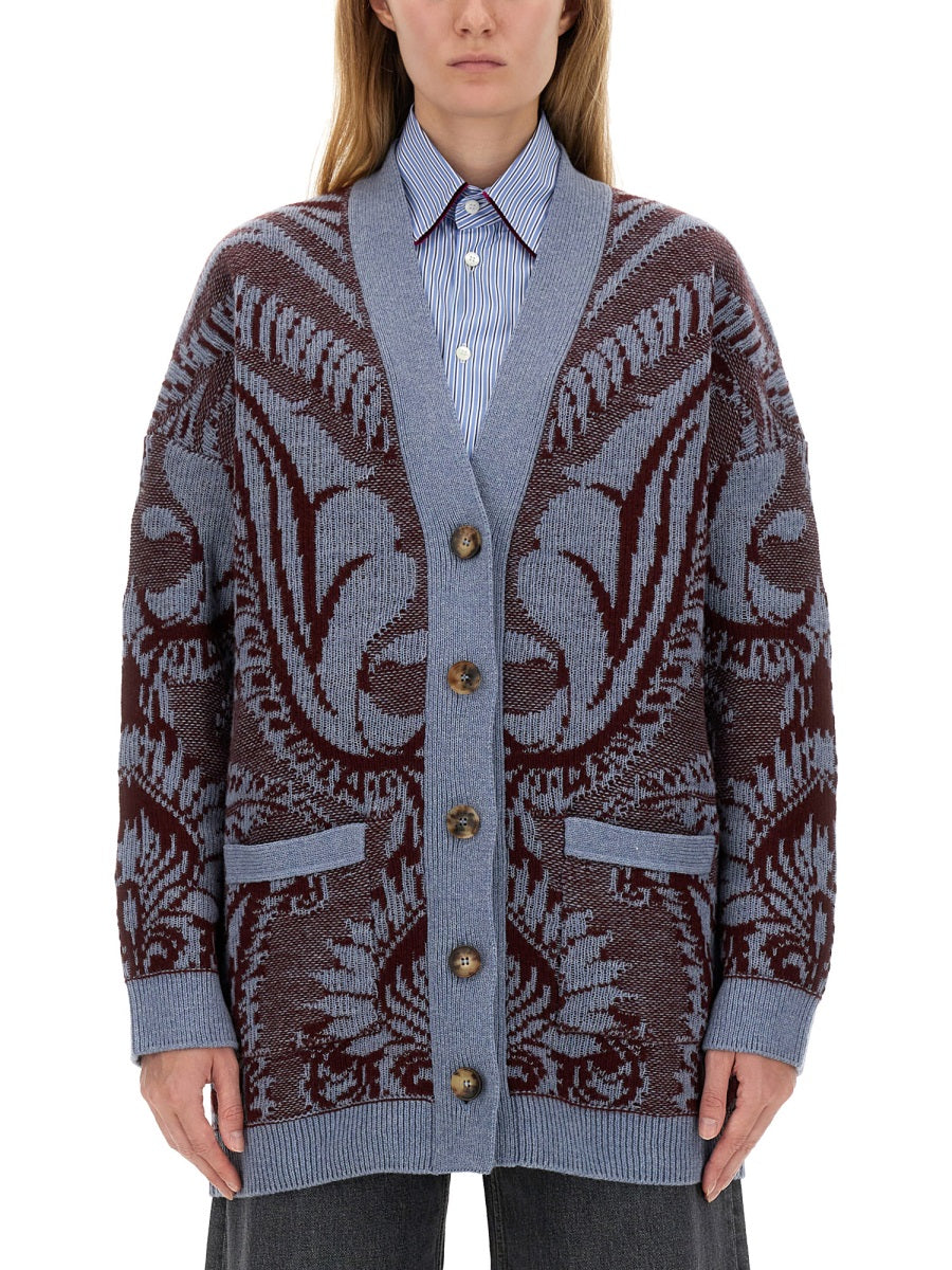 ETRO Oversized Jacquard Wool Cardigan - Size 40 IT