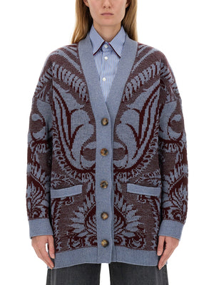 ETRO Oversized Jacquard Wool Cardigan - Size 40 IT