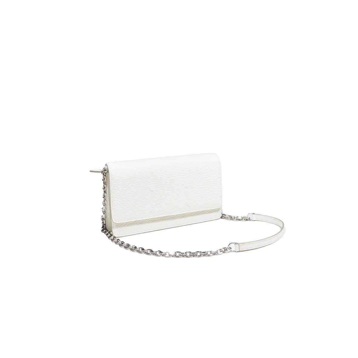 Maison Margiela Hammered-Effect Leather Wallet Purse with Shoulder Strap (W 19.5 cm x H 11 cm x D 4 cm)