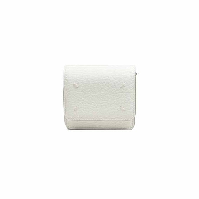 Maison Margiela Mini Hammered-Effect Cowhide Leather Wallet with Chain Strap