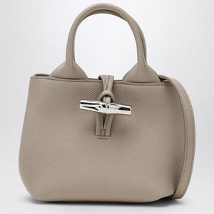 LONGCHAMP Mini Hammered Leather Handbag with Bamboo Closure