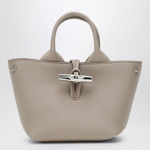 LONGCHAMP Mini Hammered Leather Handbag with Bamboo Closure