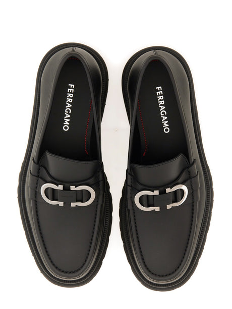 Ferragamo Men's Gancini Hook Leather Loafers