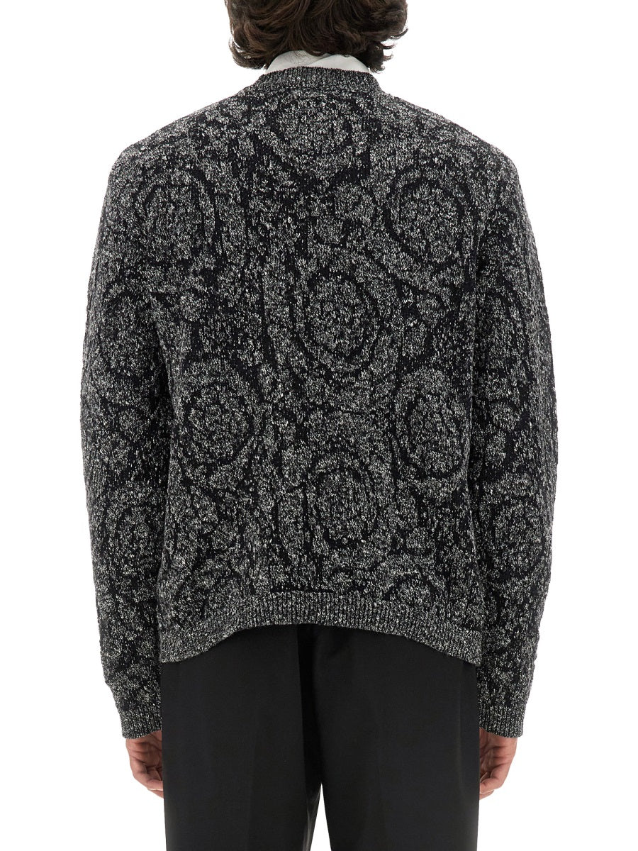 VERSACE Tweed Effect Knit Sweater - Regular Fit