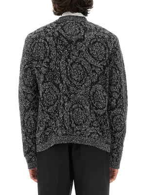 VERSACE Tweed Effect Knit Sweater - Regular Fit