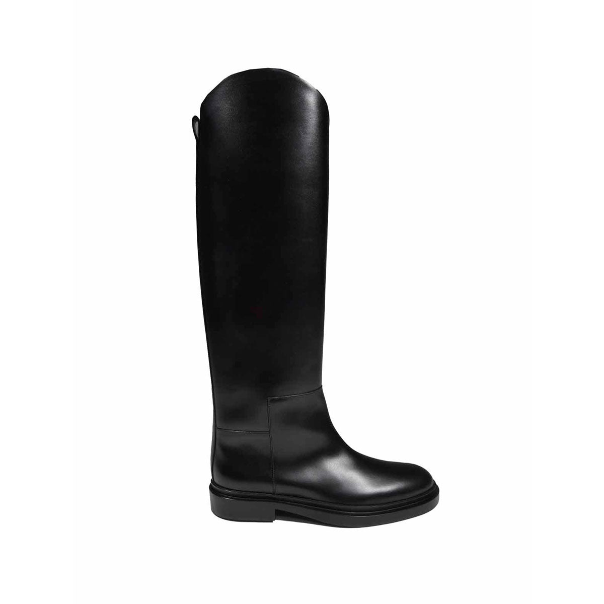 Jil Sander Knee-High Slip-On Boots with Slanted Upper Edges and Squared Heel