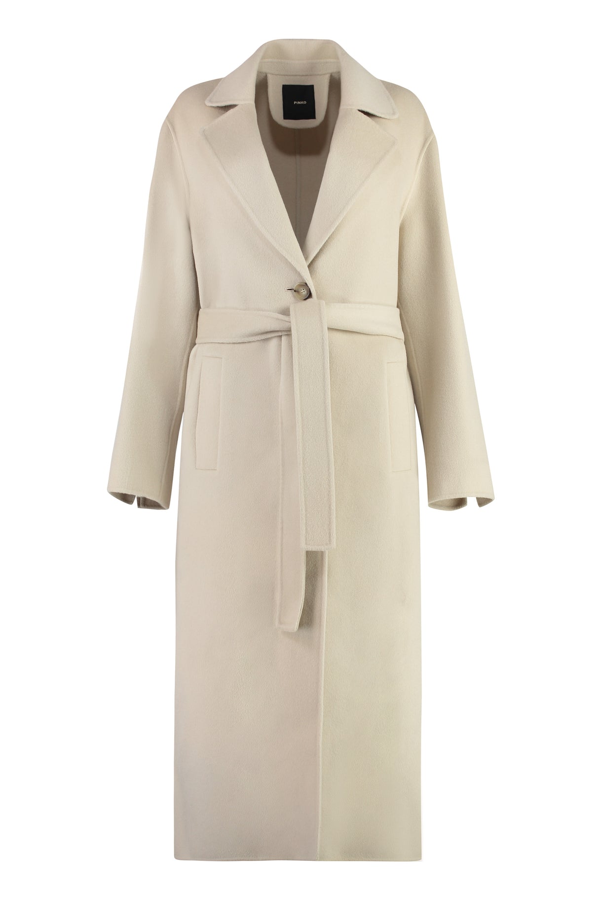 PINKO Elegant Wool Long Jacket with Coordinated Waist Belt