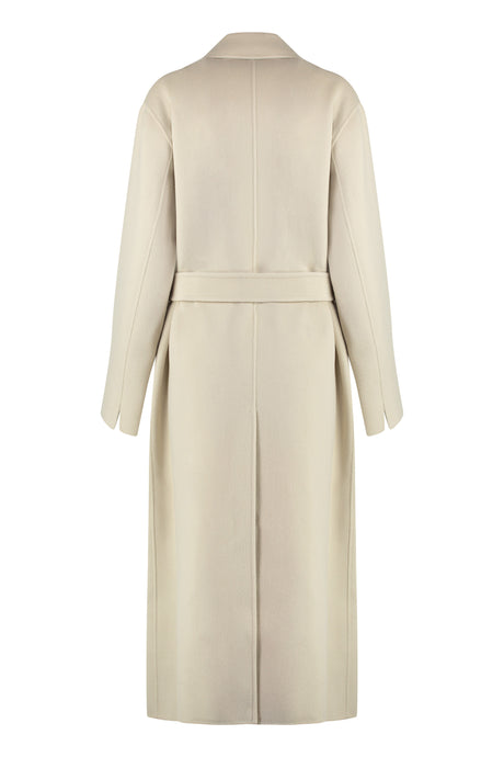 PINKO Elegant Wool Long Jacket with Coordinated Waist Belt