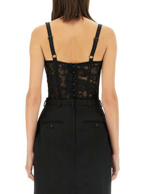 DOLCE & GABBANA Satin and Lace Slim Fit Corsetry Top - Size 40 IT