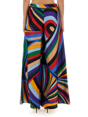 PUCCI Silk Printed Trousers in Regular Fit (Size 40 IT)