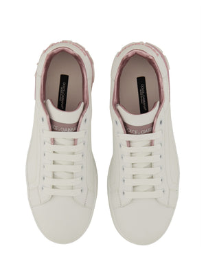 DOLCE & GABBANA Chic Leather Sneakers with 3 cm Sole for Women