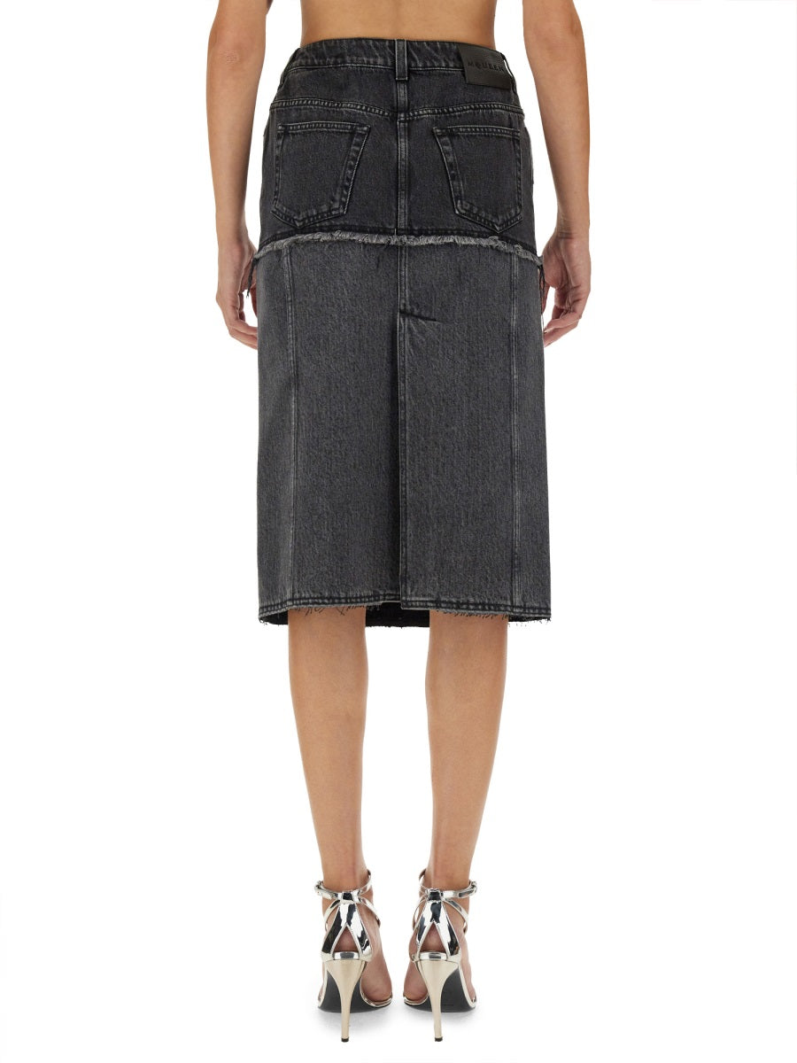 ALEXANDER McQUEEN Two-Tone Denim Skirt - Size 40 IT