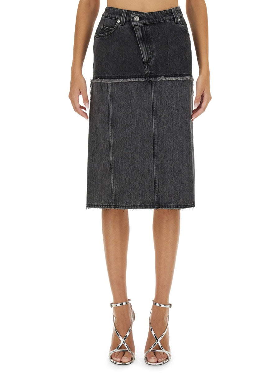 ALEXANDER McQUEEN Two-Tone Denim Skirt - Size 40 IT