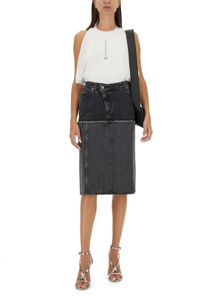 ALEXANDER McQUEEN Two-Tone Denim Skirt - Size 40 IT